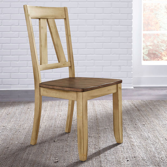 Lindsey Farm - Splat Back Side Chair - Natural & Brown