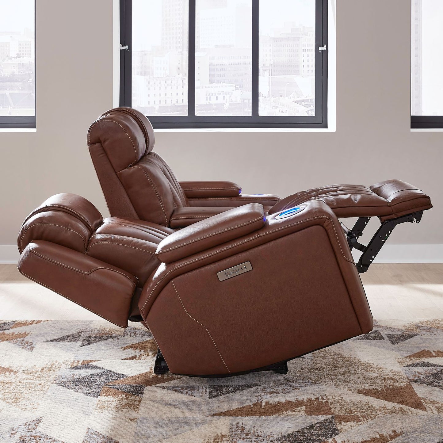 Caswell - Loveseat With Console P2 & ZG - Nature Chestnut