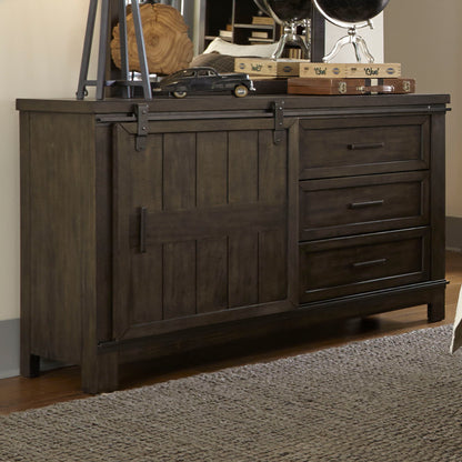 Thornwood Hills - Barn Door Dresser - Rock Beaten Brown