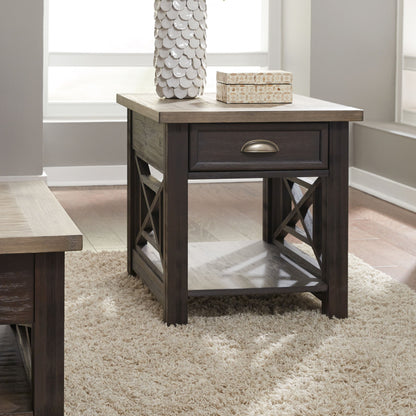 Heatherbrook - Drawer End Table - Charcoal & Ash