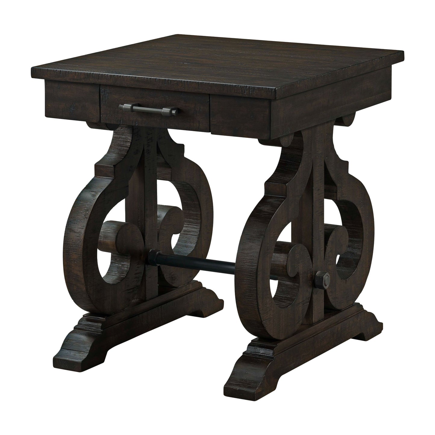 Stone - Chairside Table With PU Base - Dark Walnut