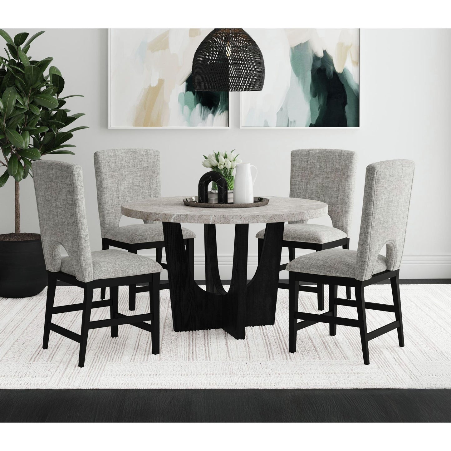 Oregon - 5 Piece Counter Height Dining Set (Round Counter Table And Four Chairs)