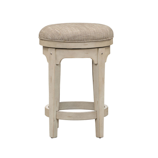 Morgan Creek - Console Swivel Stool - Antique White / Wirebrushed Tobacco Accents