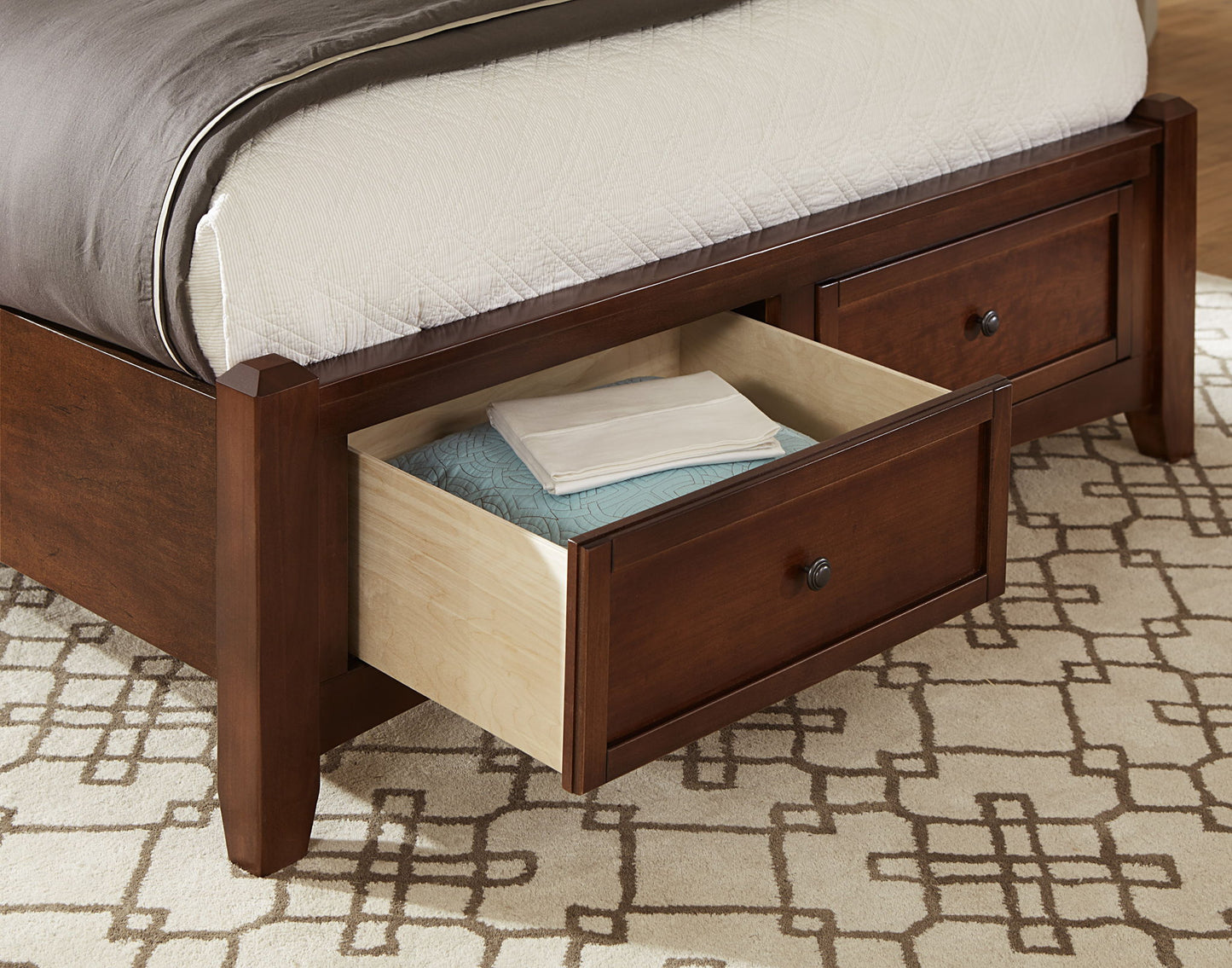 Bonanza - Ocean Blue Linen Upholstered Bed With Storage Footboard