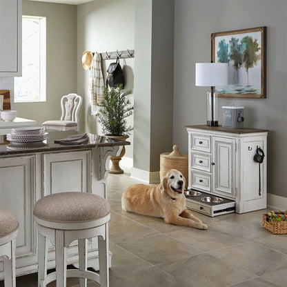 Magnolia Manor - Pet Feeder Cabinet - Antique White