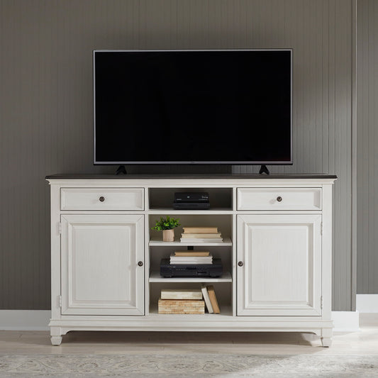 Allyson Park - 68" Highboy TV Console - Wirebrushed White / Charcoal
