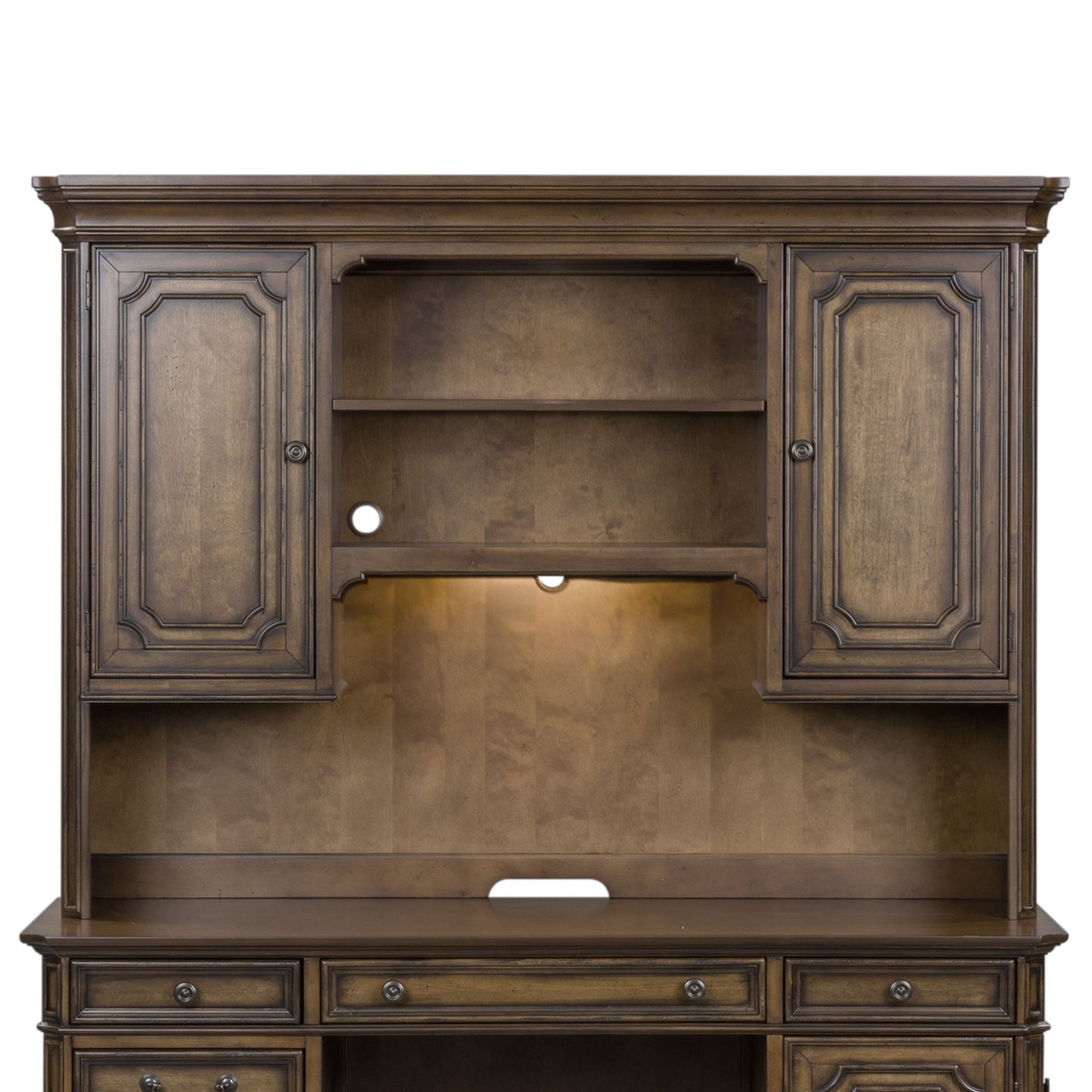 Amelia - Jr Executive Credenza Hutch - Antique Toffee