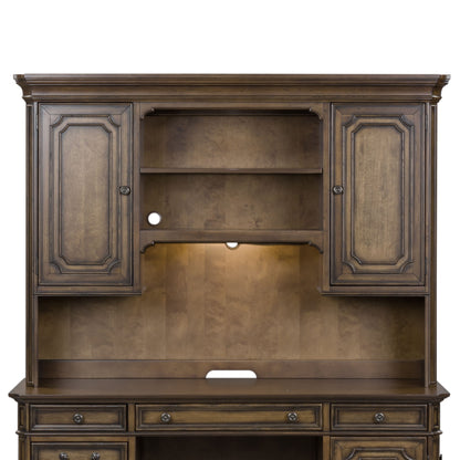 Amelia - Jr Executive Credenza Hutch - Antique Toffee