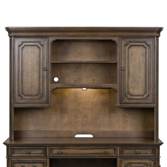 Amelia - Jr Executive Credenza Hutch - Antique Toffee