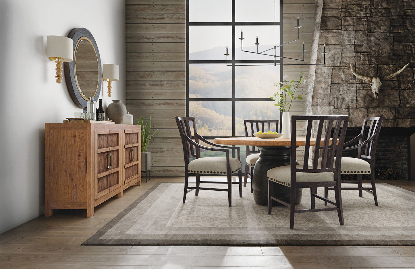 Big Sky - Round Dining Table - Light Brown / Black