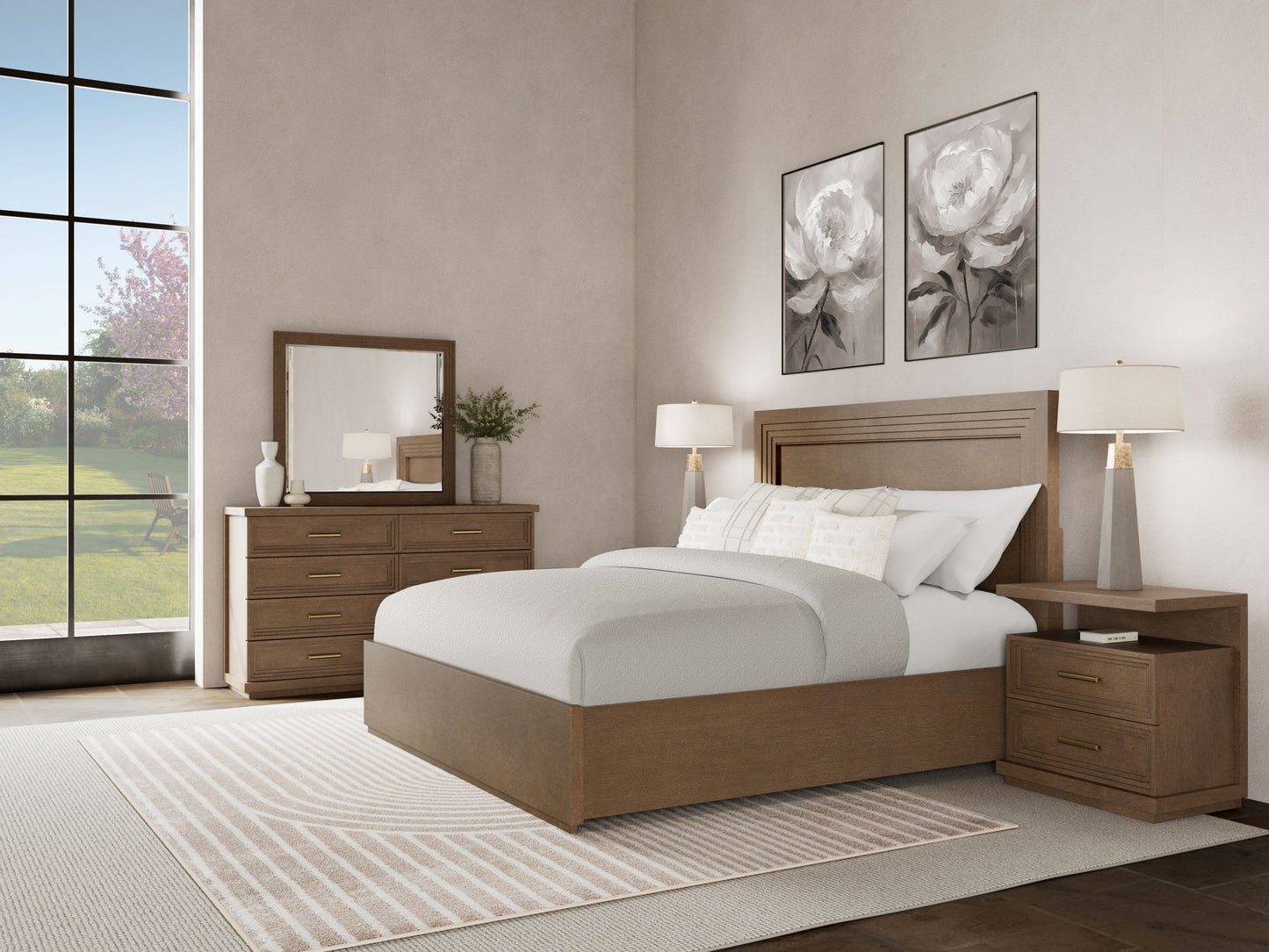 Cascade - Panel Bed With LED Light Strip