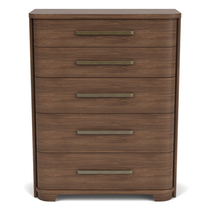 Delia - 5 Drawer Chest - Nouveau Walnut