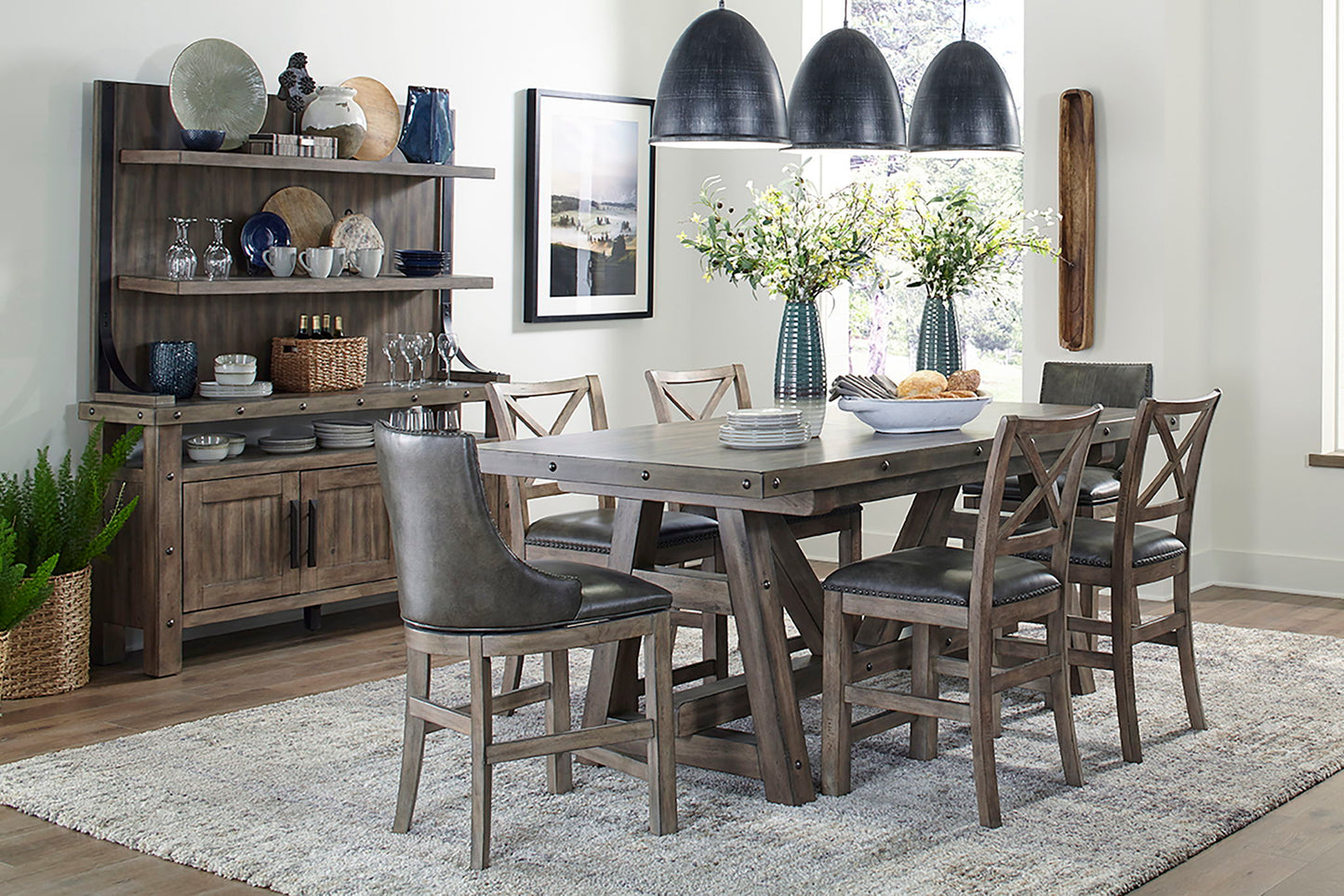 Lodge Dining - Counter Height Dining Table With Extensions - Siltstone