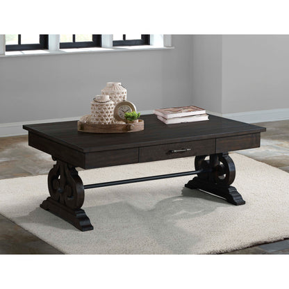 Stone - Coffee Table With PU Base - Dark Walnut