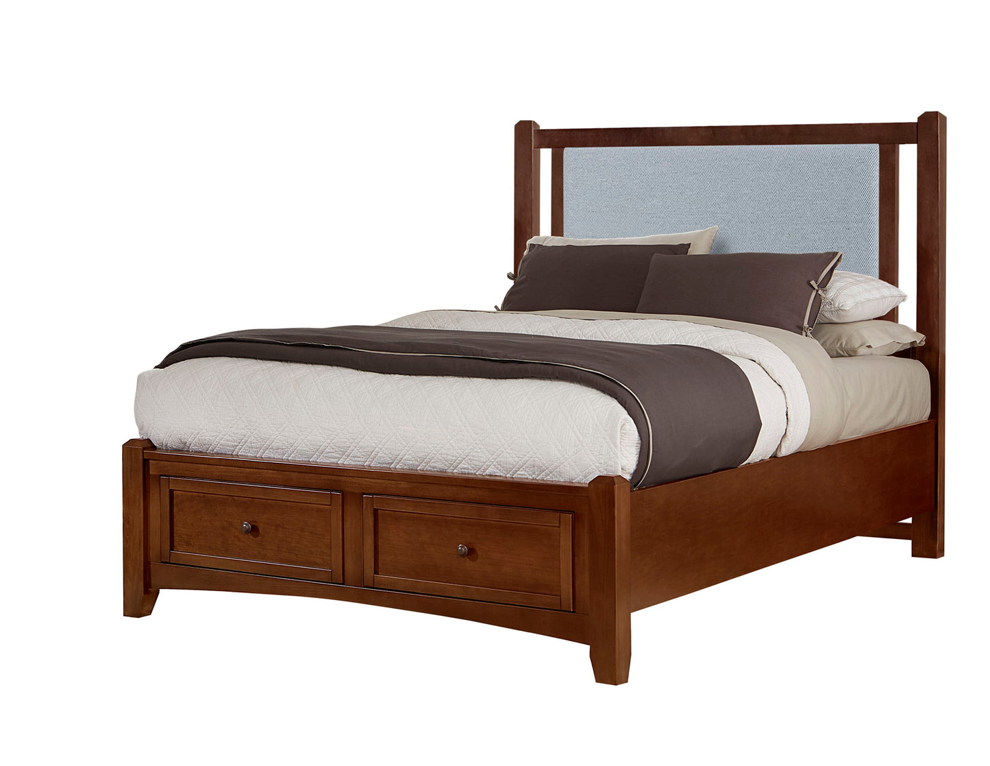 Bonanza - Ocean Blue Linen Upholstered Bed With Storage Footboard