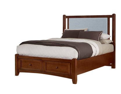 Bonanza - Ocean Blue Linen Upholstered Bed With Storage Footboard