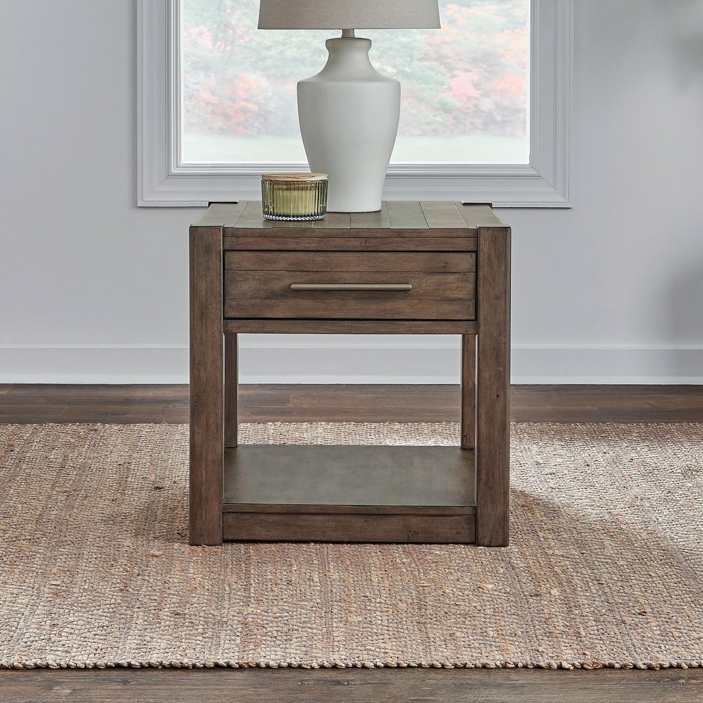 Broadmore - Drawer End Table - Cobblestone Brown