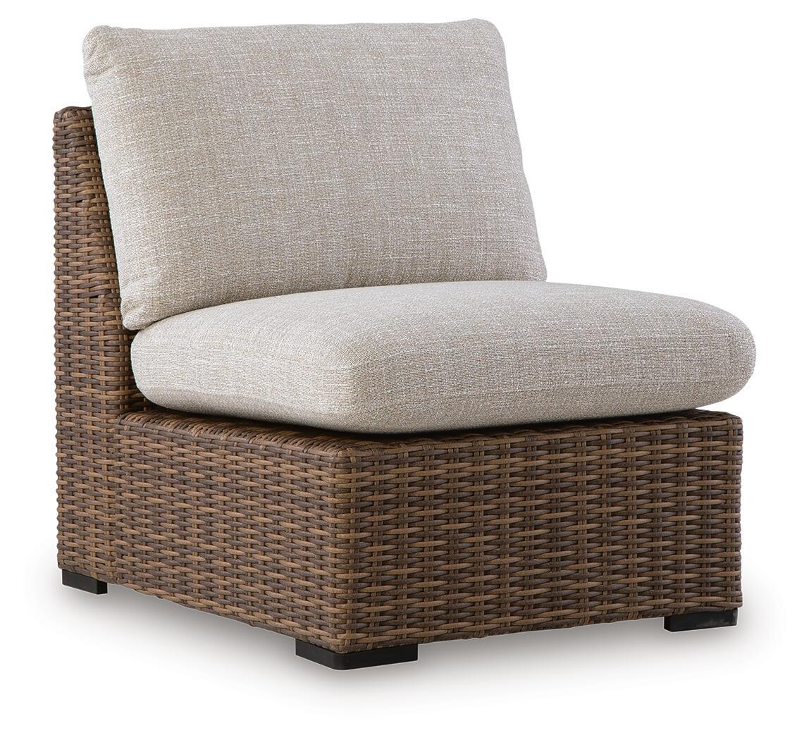 Dolan Creek - Armless Chair With Cushion - Beige / Brown