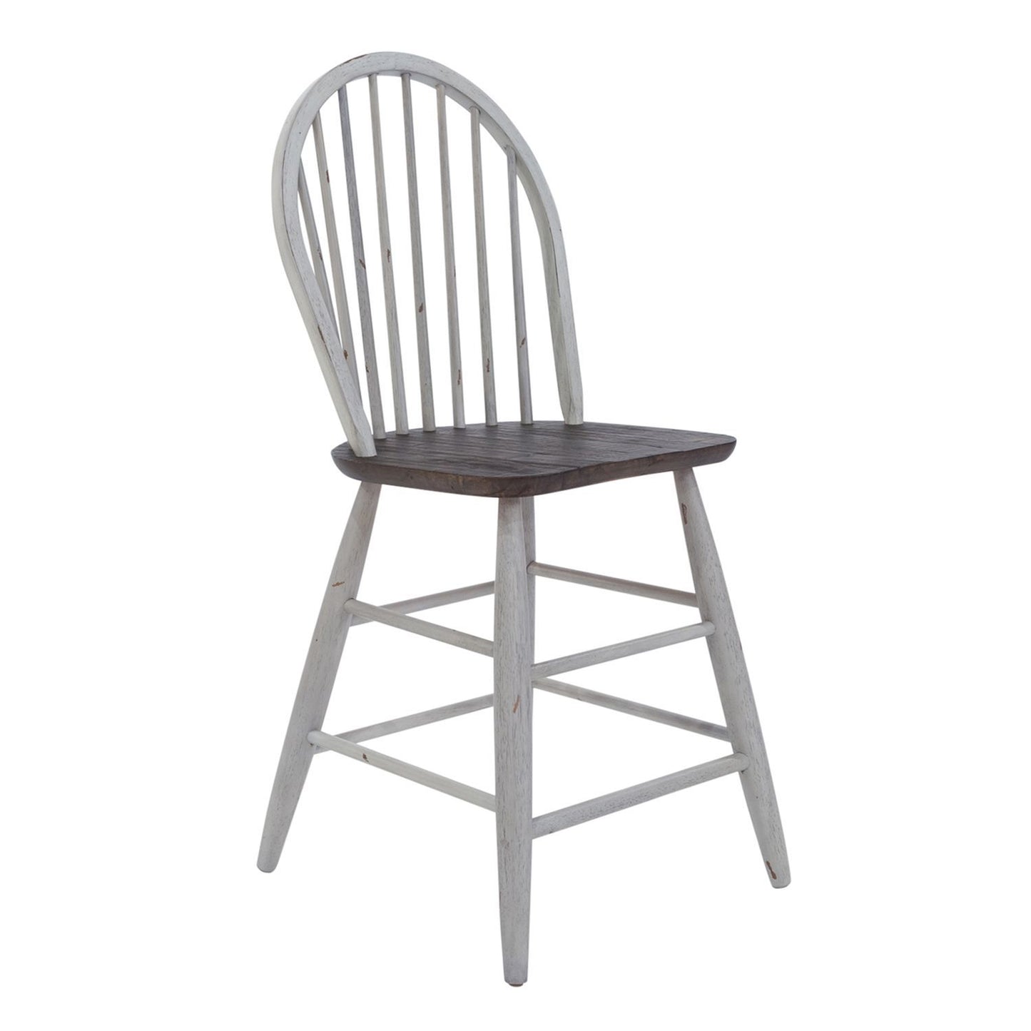 Farmhouse - 5 Piece Gathering Table Set - Two Tone White / Wood Tone