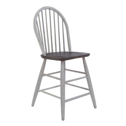 Farmhouse - 5 Piece Gathering Table Set - Two Tone White / Wood Tone