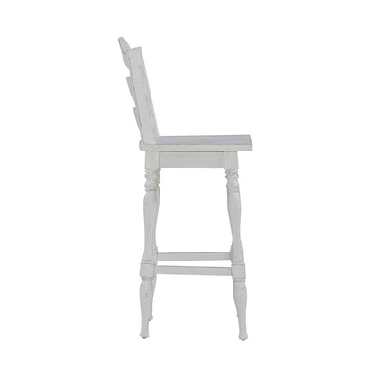 Magnolia Manor - Ladderback Swivel Bar Stool - Antique White