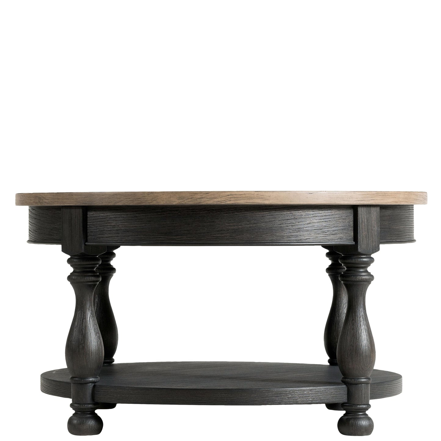 Barrington - 2 Tone Round Cocktail Table - Antique Oak / Matte Black