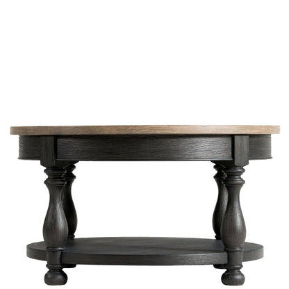 Barrington - 2 Tone Round Cocktail Table - Antique Oak / Matte Black
