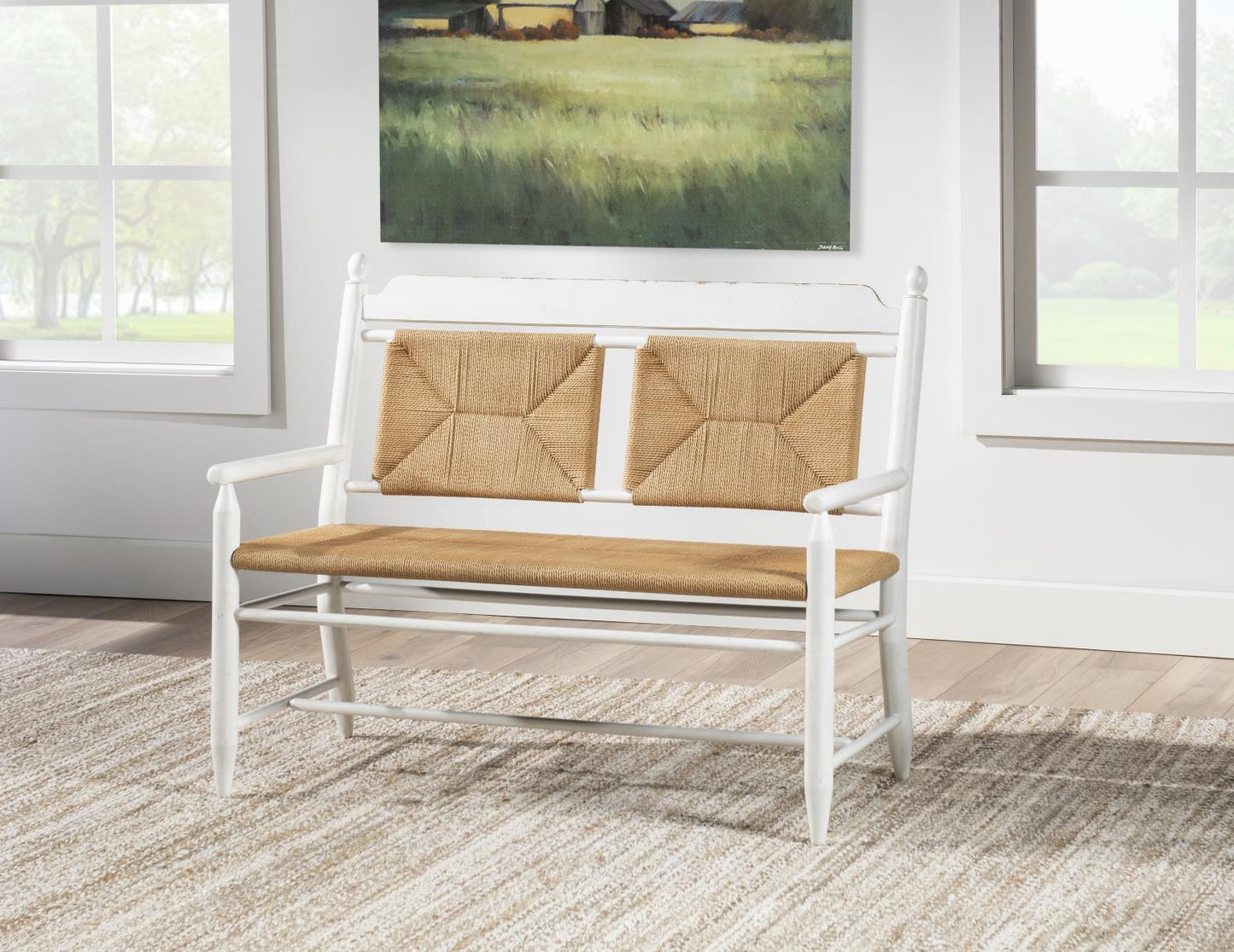 Vintage Market - Rush Seat Bench - Picket Fence
