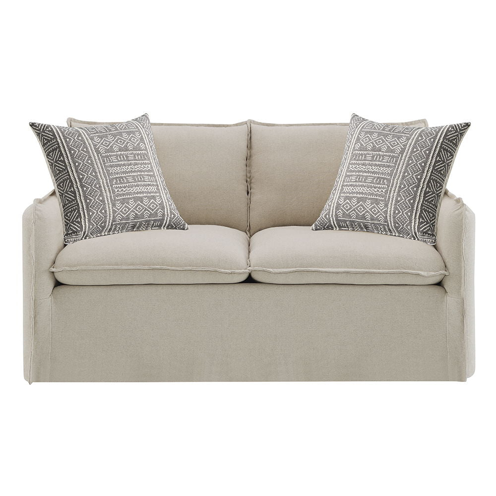 Upendo - Loveseat With 2 Pillows - Beige Linen