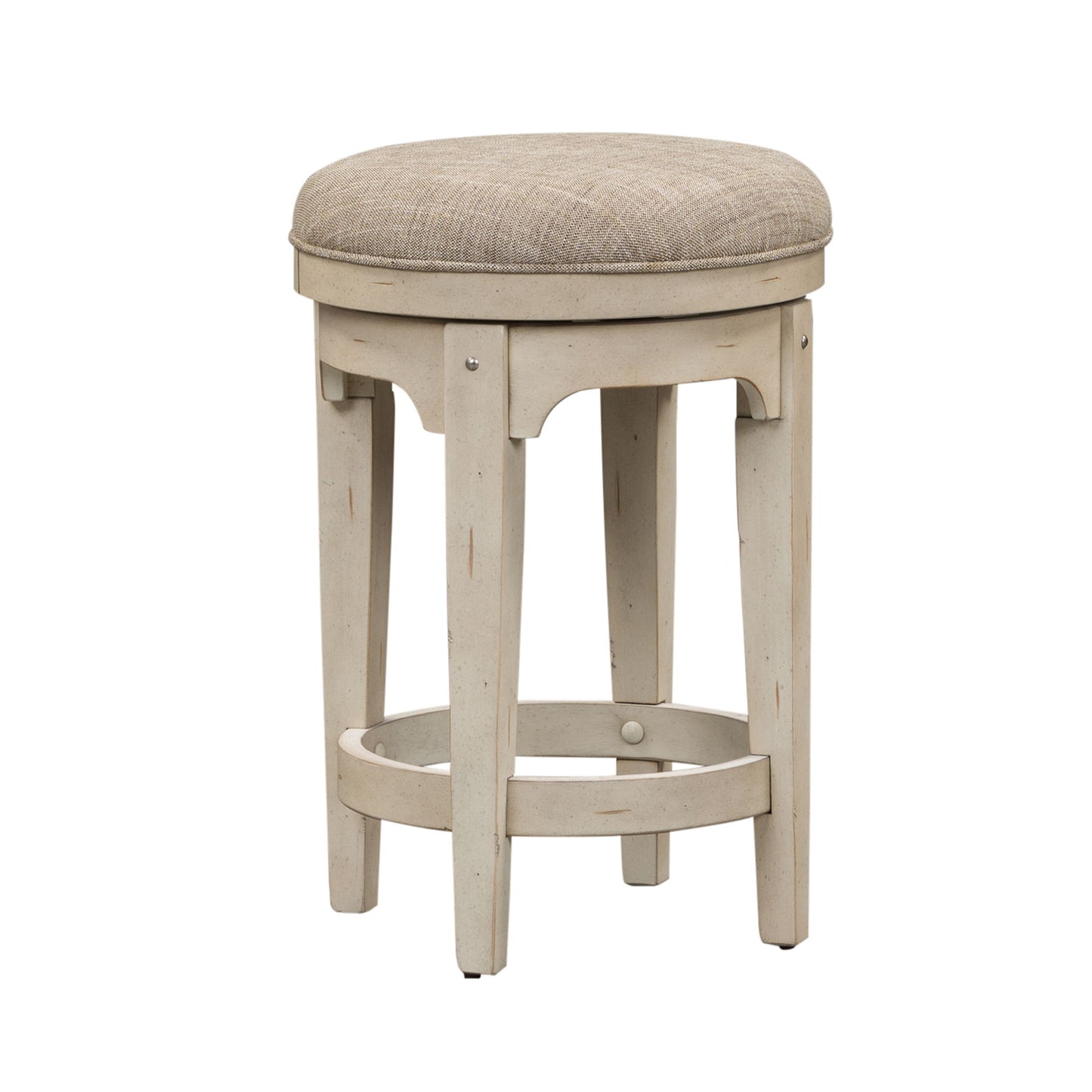 Morgan Creek - Console Swivel Stool - Antique White / Wirebrushed Tobacco Accents