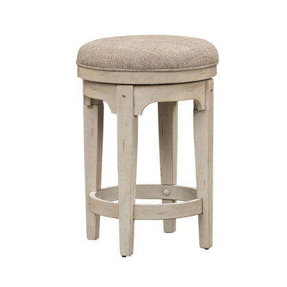 Morgan Creek - Console Swivel Stool - Antique White / Wirebrushed Tobacco Accents