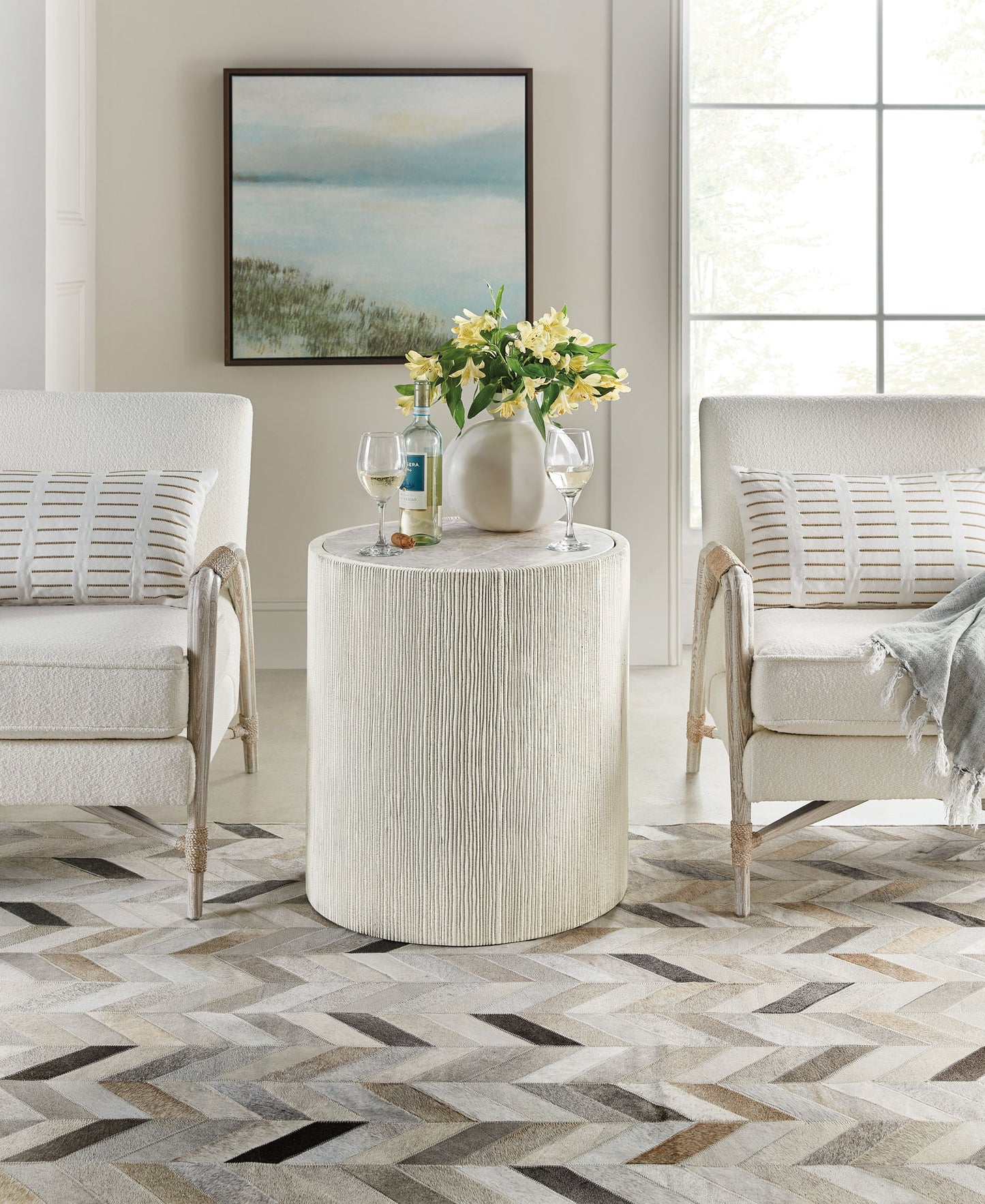 Serenity - Swale Round Side Table - White