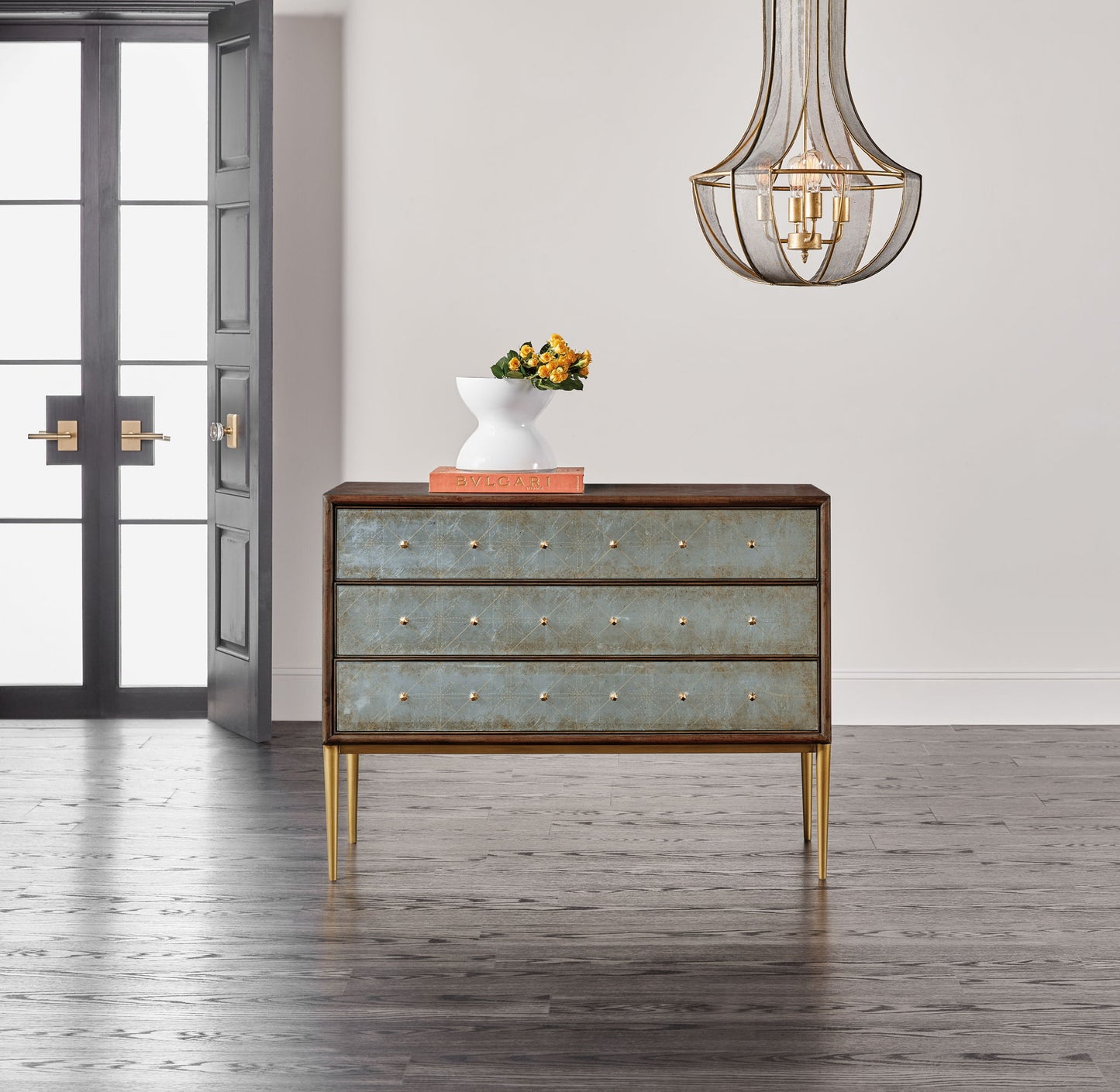 Melange - Estrella 3-Drawer Chest - Dark Brown / Gray