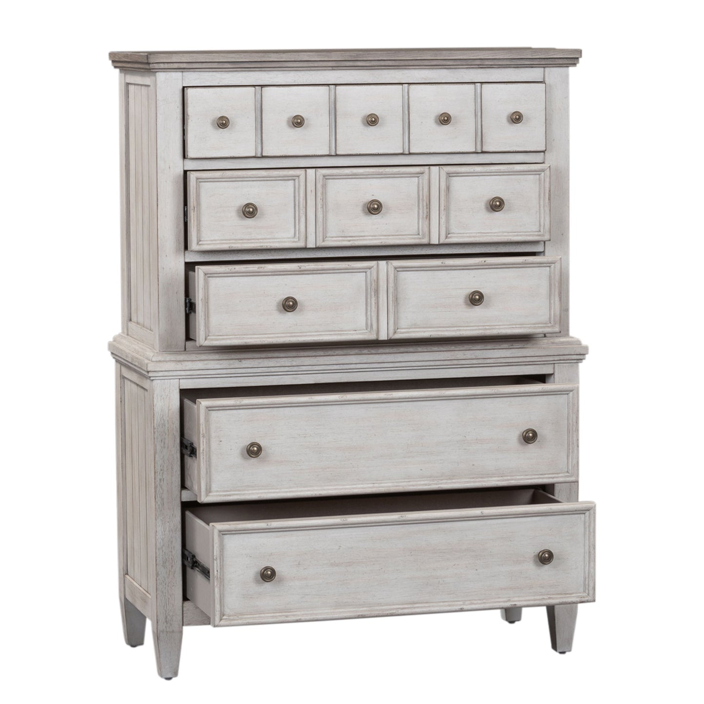 Heartland - 5 Drawer Chest - Antique White / Tobacco Tops