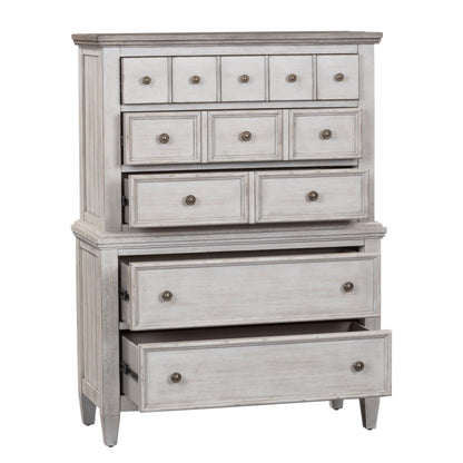 Heartland - 5 Drawer Chest - Antique White / Tobacco Tops