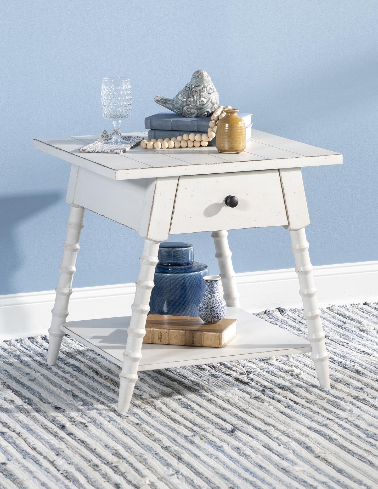 Vintage Market - Splayed Bobbin Leg 1 Drawer End Table