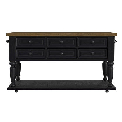 Heritage & Home - Kitchen Island With Casters - Oak Brown And Black