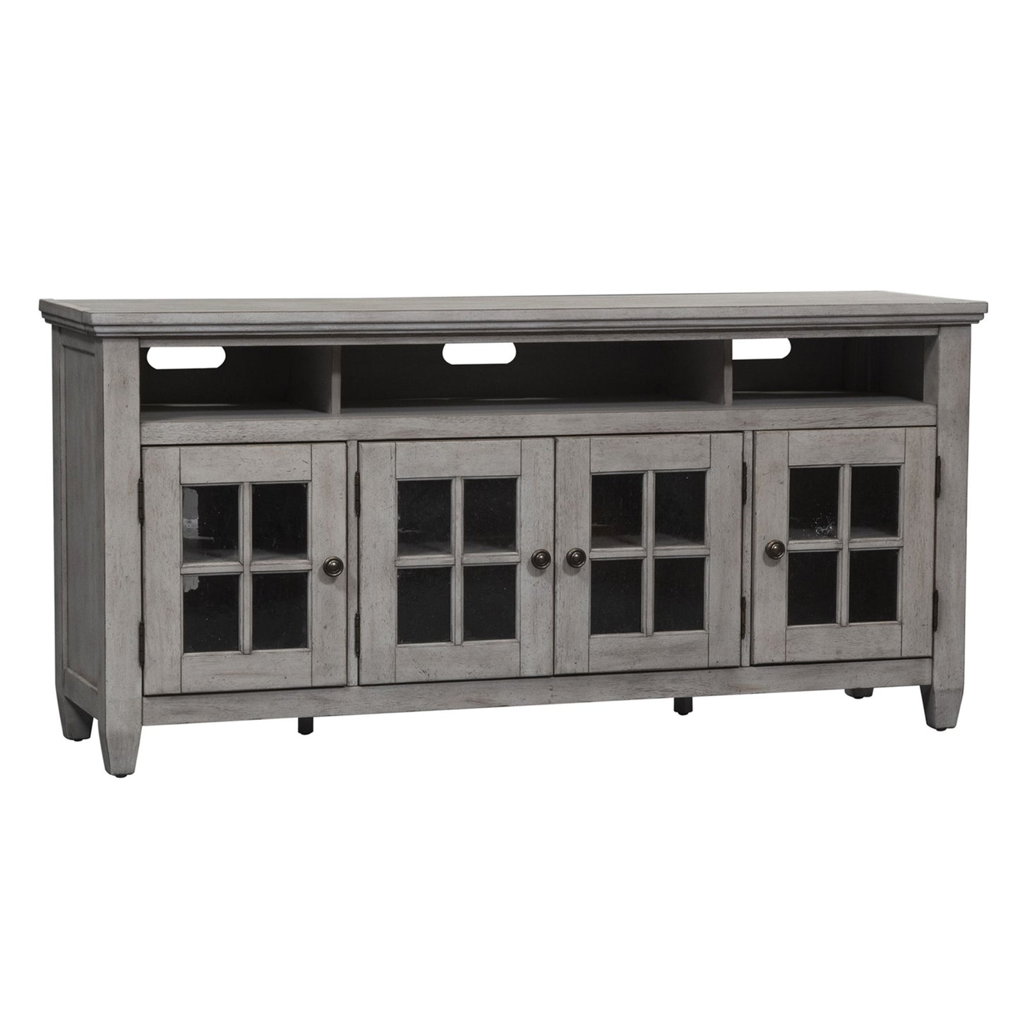 Heartland - Entertainment TV Stand - Antique White / Tobacco Tops