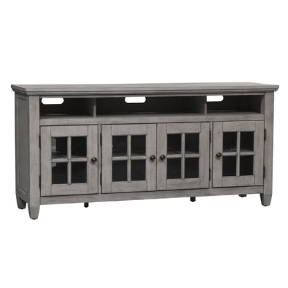 Heartland - Entertainment TV Stand - Antique White / Tobacco Tops