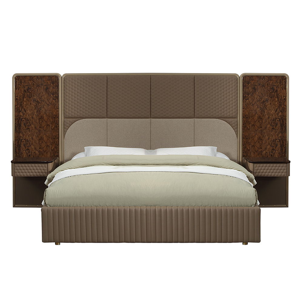 Marcelino - Nightstand With Wall Pier (King) - Cherry Oak