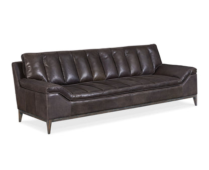 SS - Kandor Leather Stationary Sofa - Black