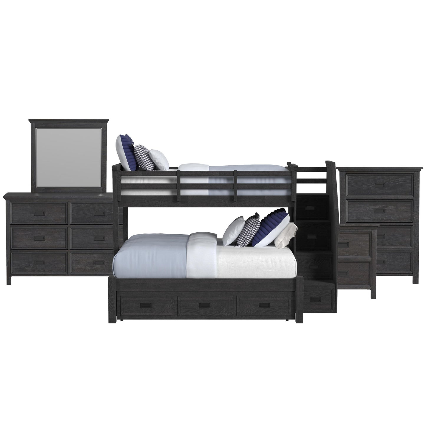 Hampton Kids - Bunk With Staircase And Trundle Bedroom Set