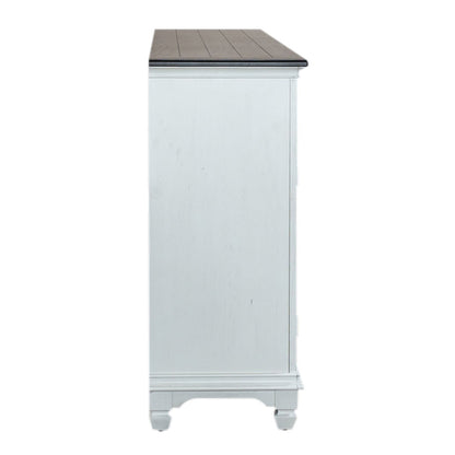 Allyson Park - 68" Highboy TV Console - Wirebrushed White / Charcoal