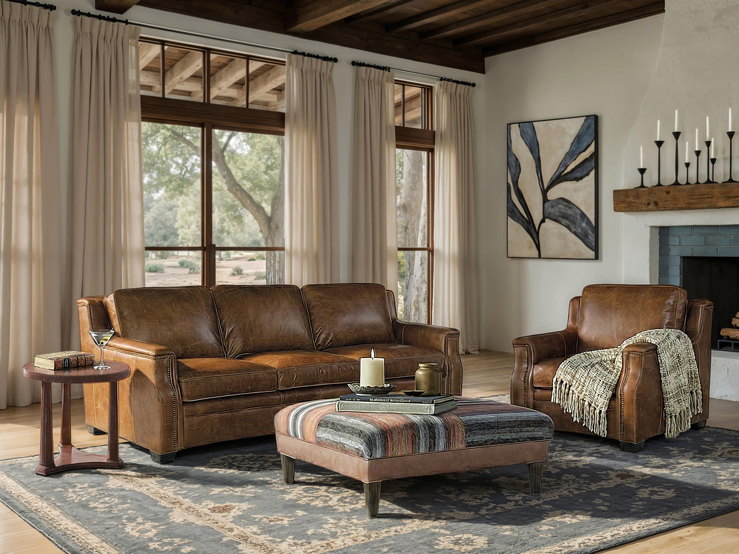 SS - Yates Stationary Sofa - Medium Brown