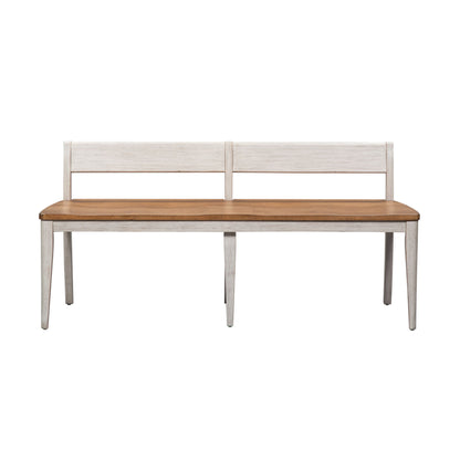 Farmhouse Reimagined - Bench - Antique White / Chestnut Tops