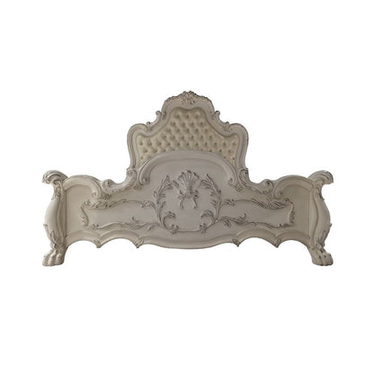 Dresden - Queen Bed - Synthetic Leather & Bone White
