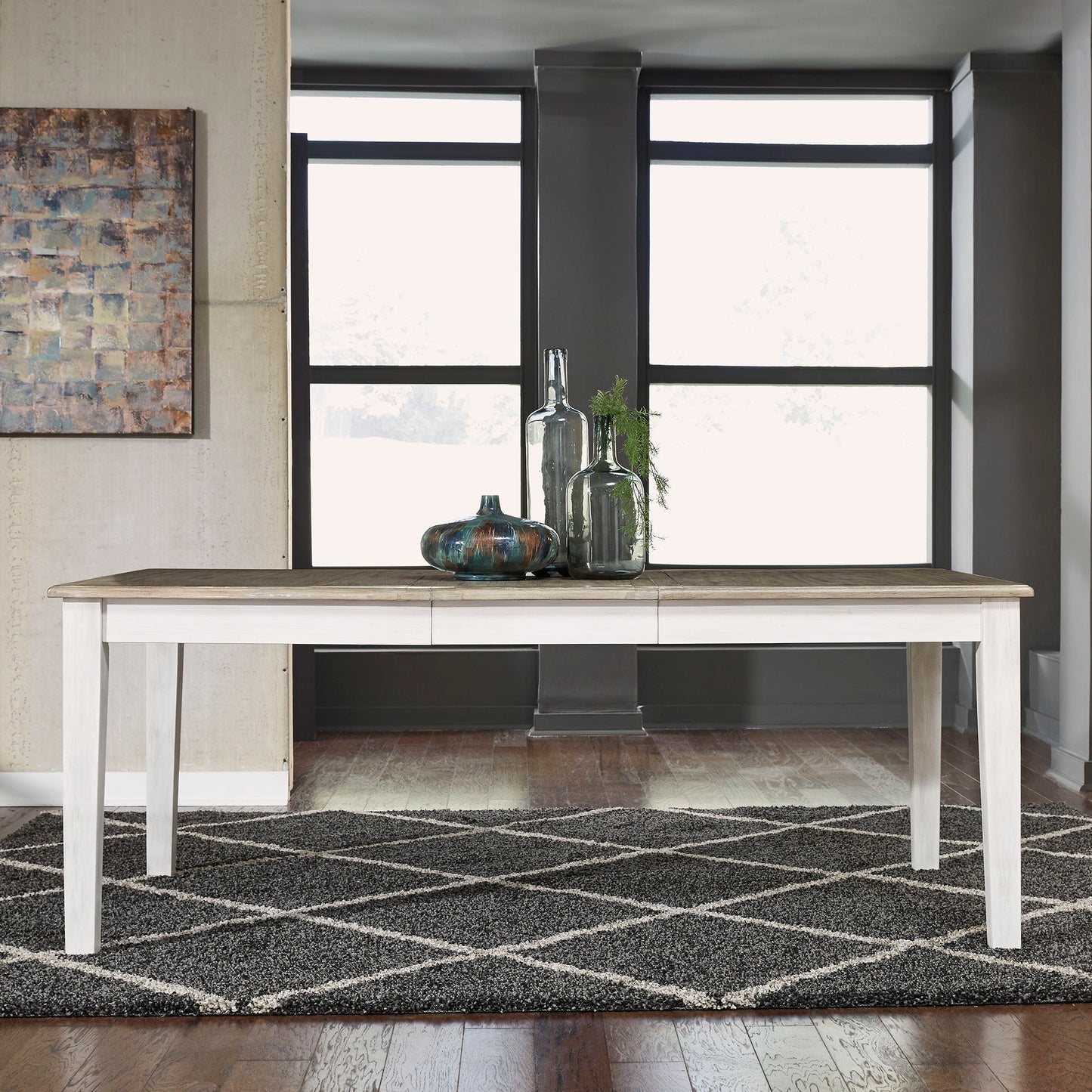 Summerville - Rectangular Leg Table - Soft White Wash / Wirebrushed Gray