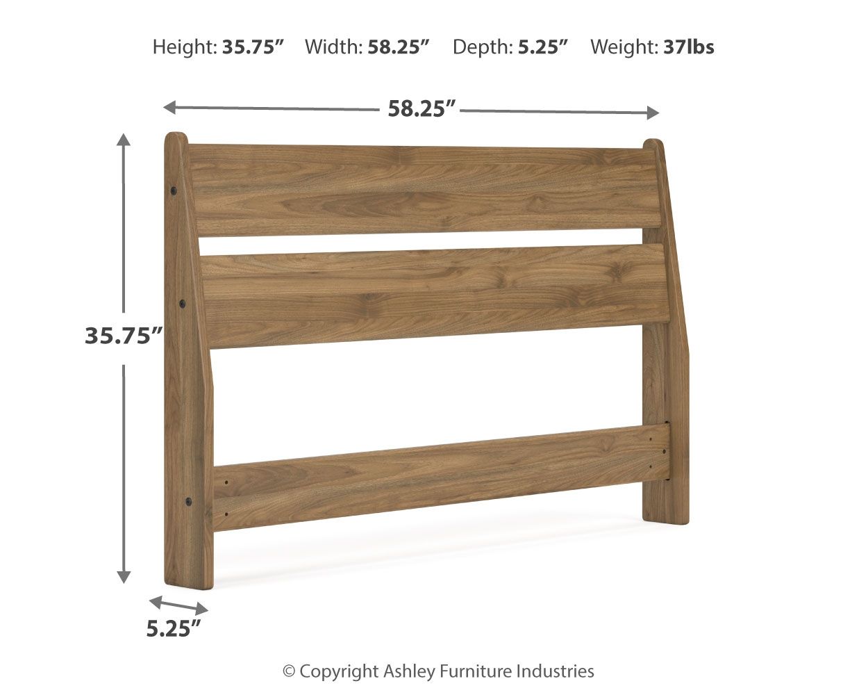 Deanlow - Full Panel Headboard - Honey
