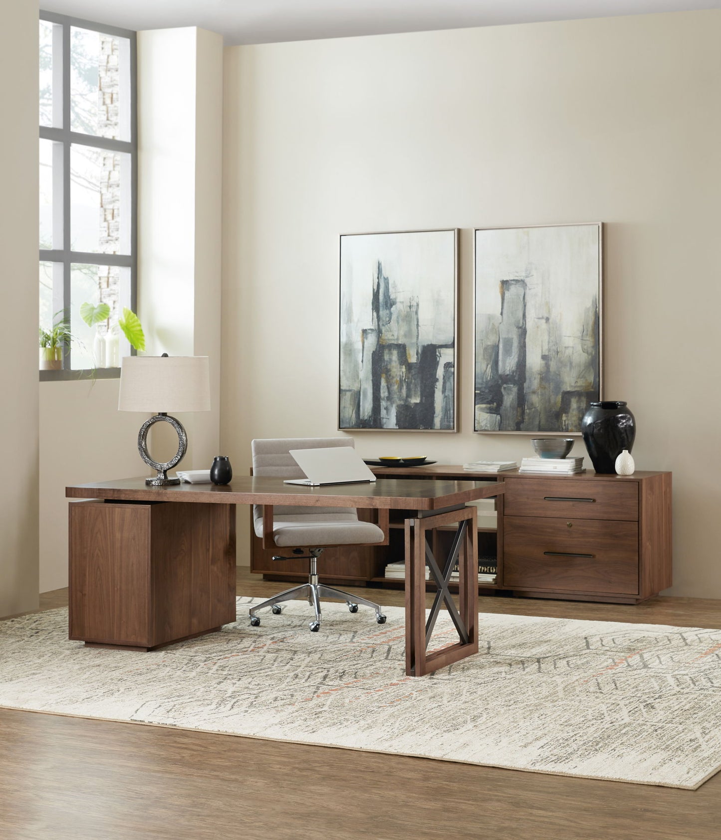 Home Office - Two-Door Cabinet - Dark Brown