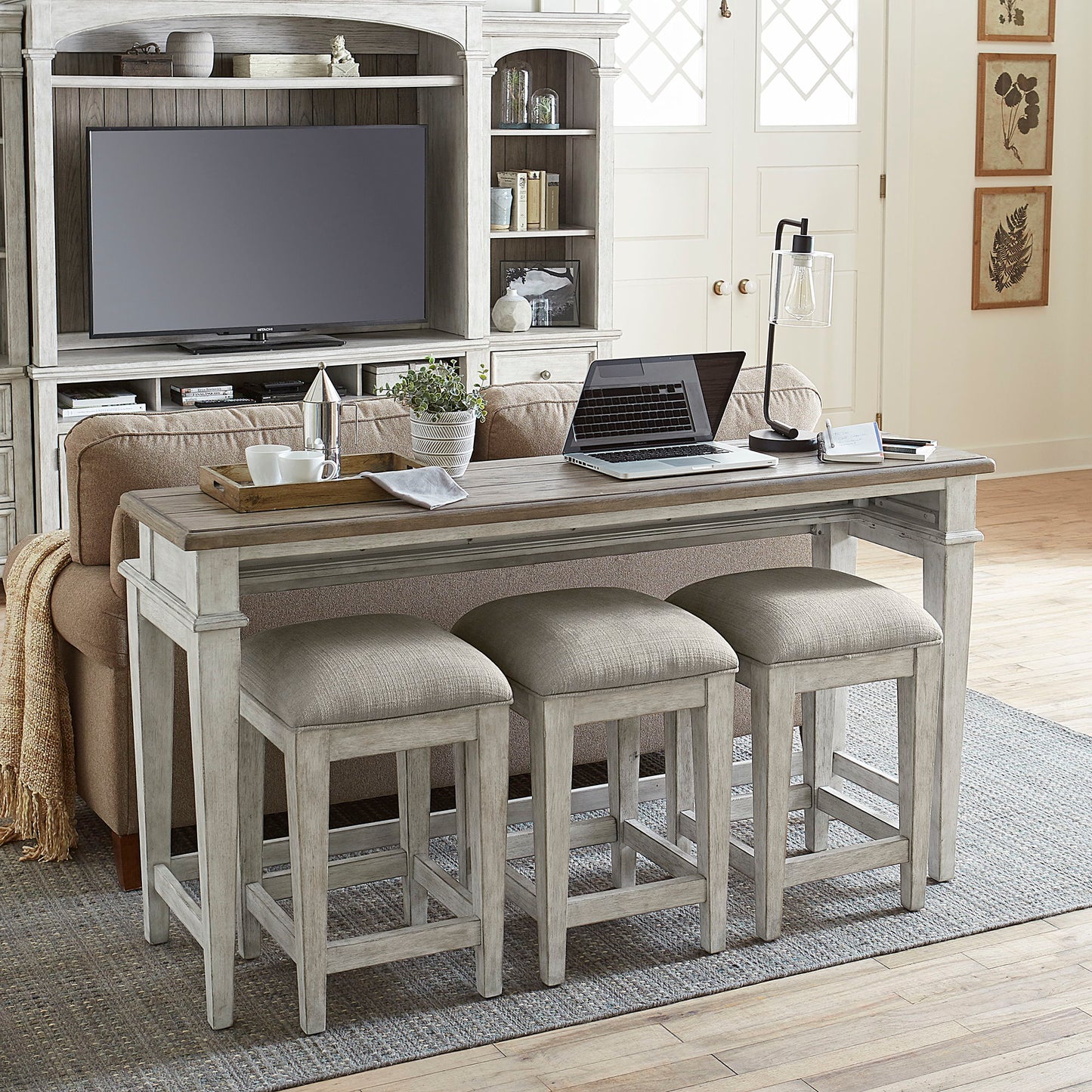 Heartland - 4 Piece Dining Room Set - Antique White / Tobacco Tops